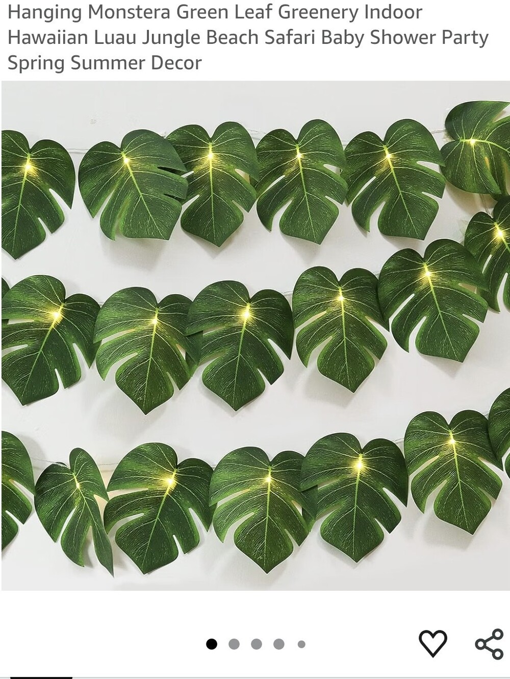 Monstera Palm Leaf String Lights – 2 Packs